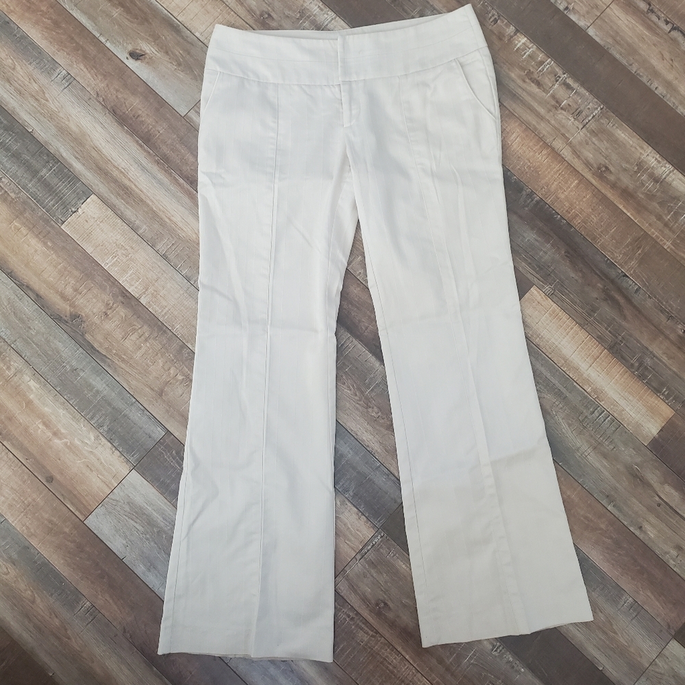 BeBe LIV Fit Pinstripe Khaki Low Rise Trouser Casual or Office Pant Sz 10